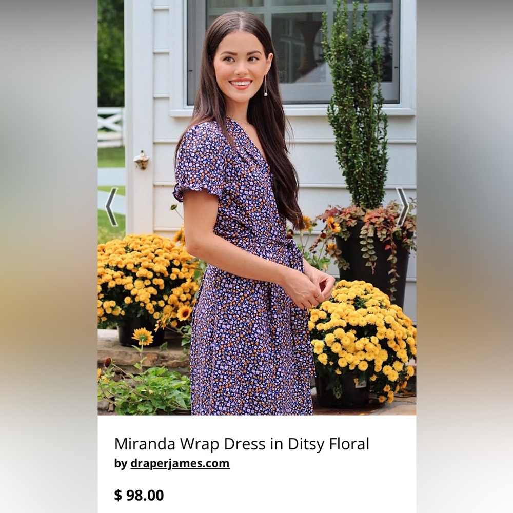 12 EUC 14 large xl Draper James Miranda wrap midi dress in  ditsy floral purple - Picture 3 of 6